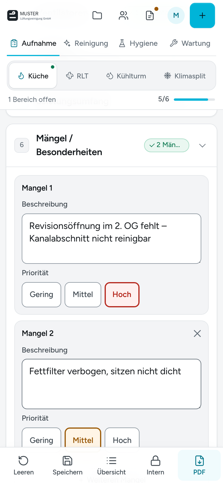 Am Handy: Mangel erfassen und Priorität setzen